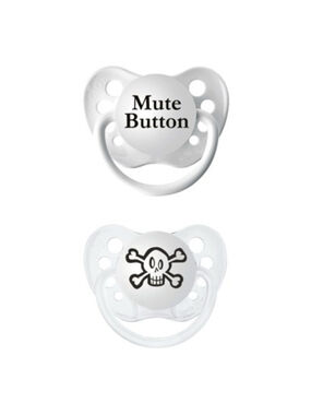 NWT Ulubulu Expressions 2pk Pacifiers 6-18 Months - Skull &
Mute Button